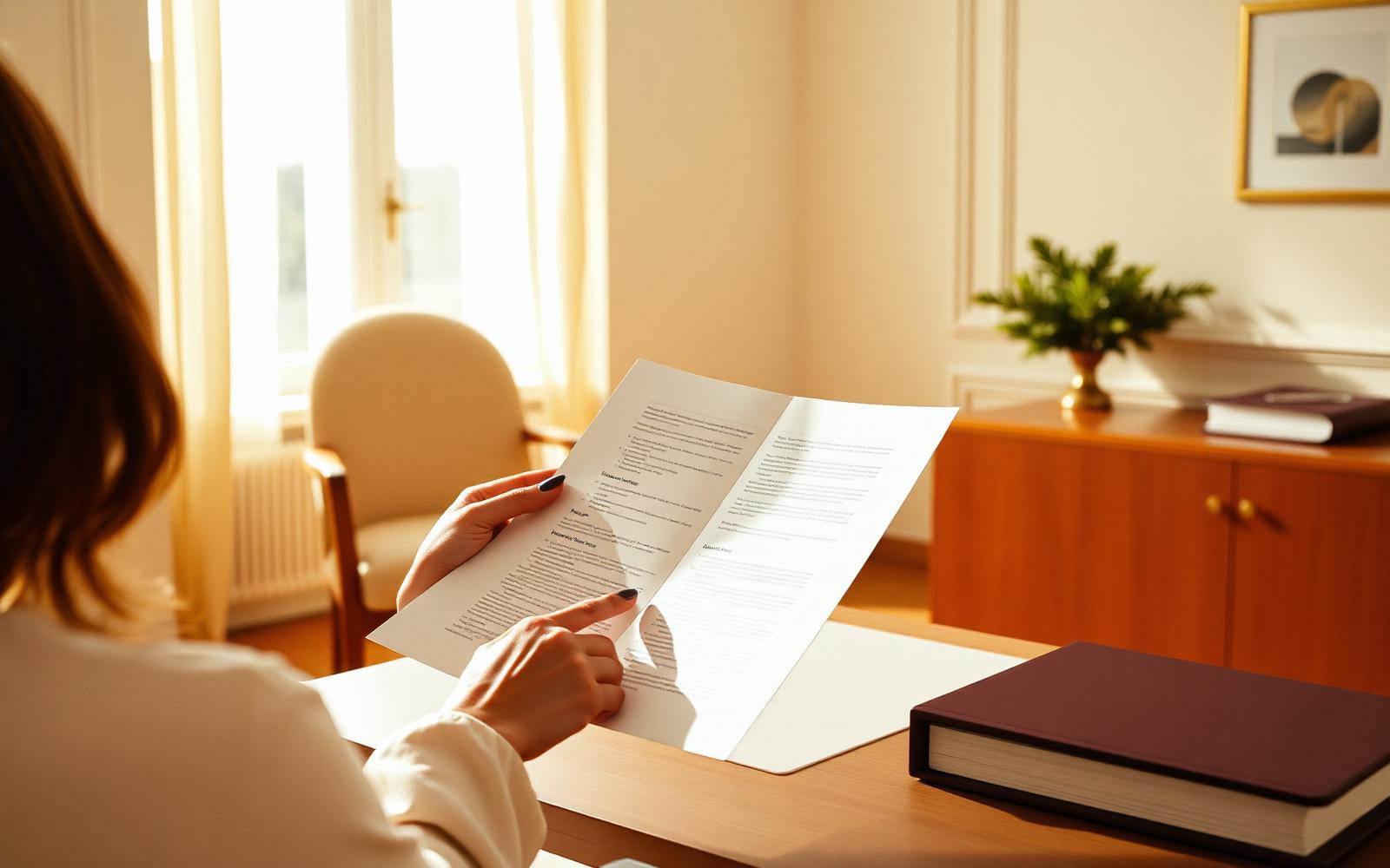 A woman reviewing printed documents at a sunlit desk — putting AI to work.