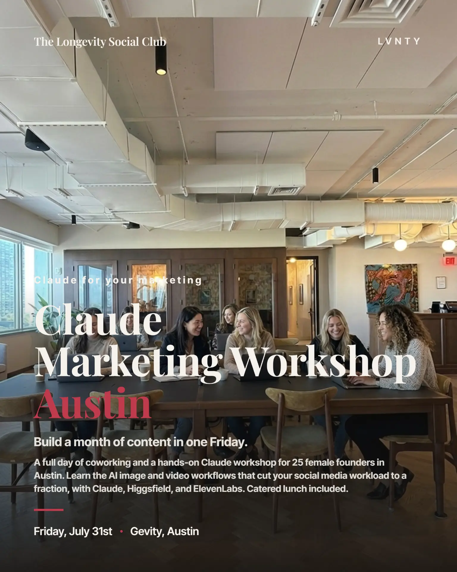 Women working on laptops at the Claude Marketing Workshop in Austin